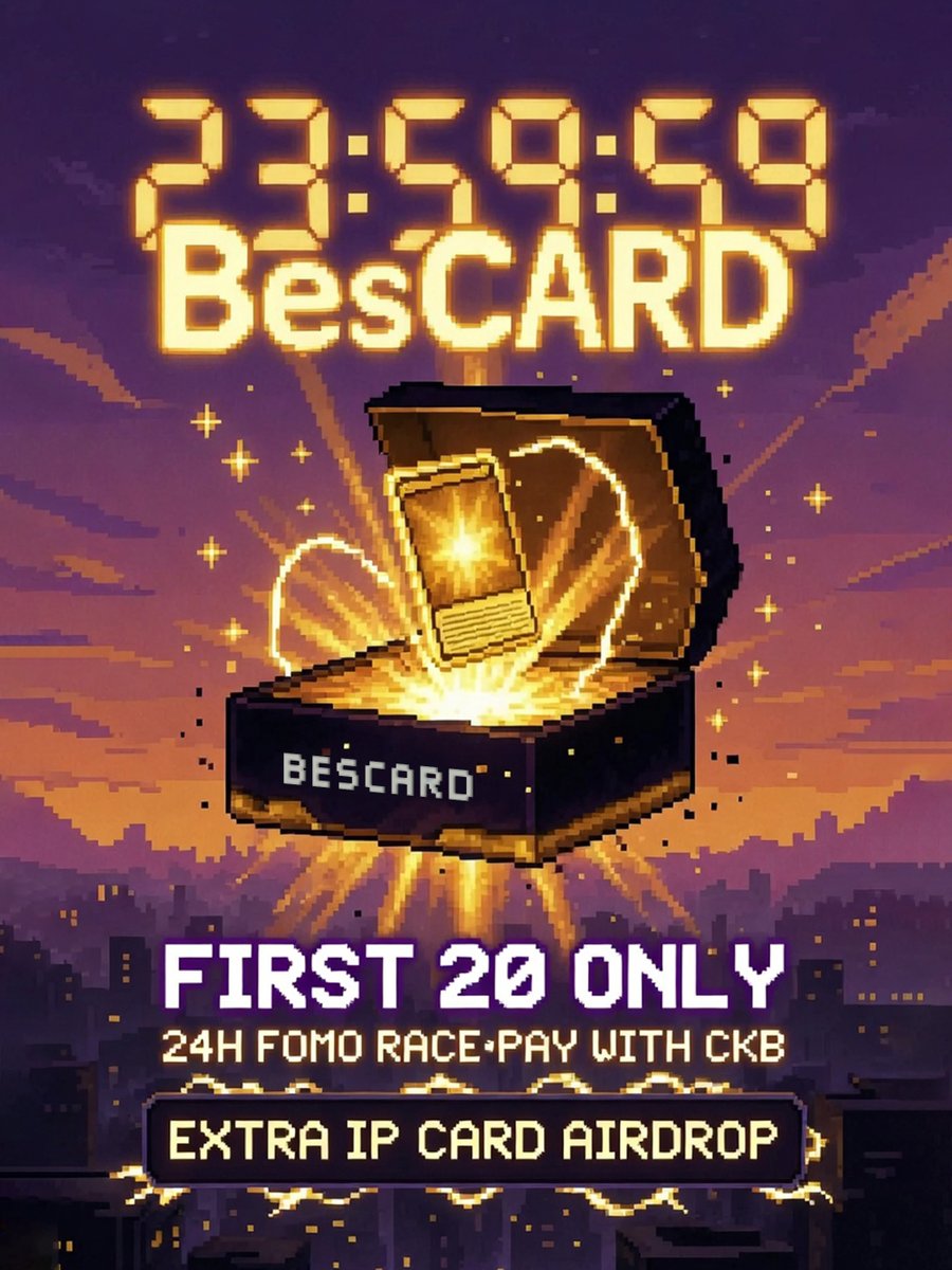 🚀Limited-Time FOMO Mission is LIVE! 🚀
From NOW, the first 20 users who complete 1 CKB Gacha using CKB (not USDT/USDI) will get 1 EXTRA random IP Card airdropped! 🎁
⏰Ends in 24 hours: Nov 21, 7:00 UTC

Hand slow = no reward! 🔥
Pay with CKB, earn more cards, speed up your