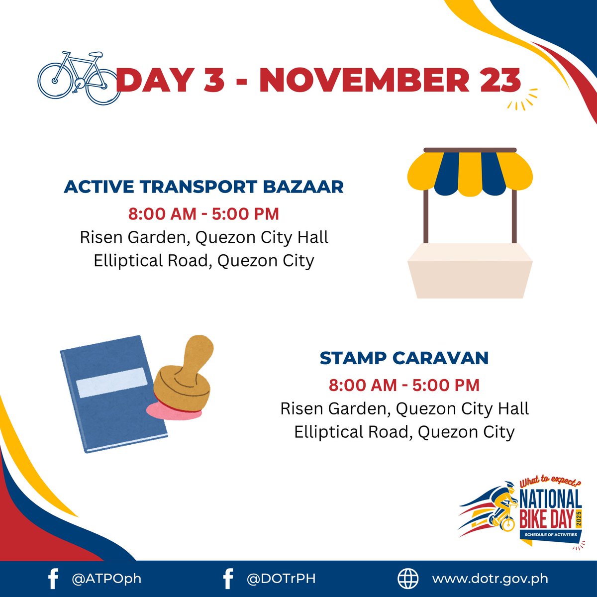 QCGov's tweet photo. Bring your friends, families, and fellow advocates-- and let's pedal together toward a safer, greener, and more inclusive mobility future!๐ฒ๐
#NBDph25 #NationalBikeDay2025
#lisangDaanlisangKinabukasan #DOTrPH #RoadSectorWorks #ActiveTransport https://t.co/BsHLKWUZ36
