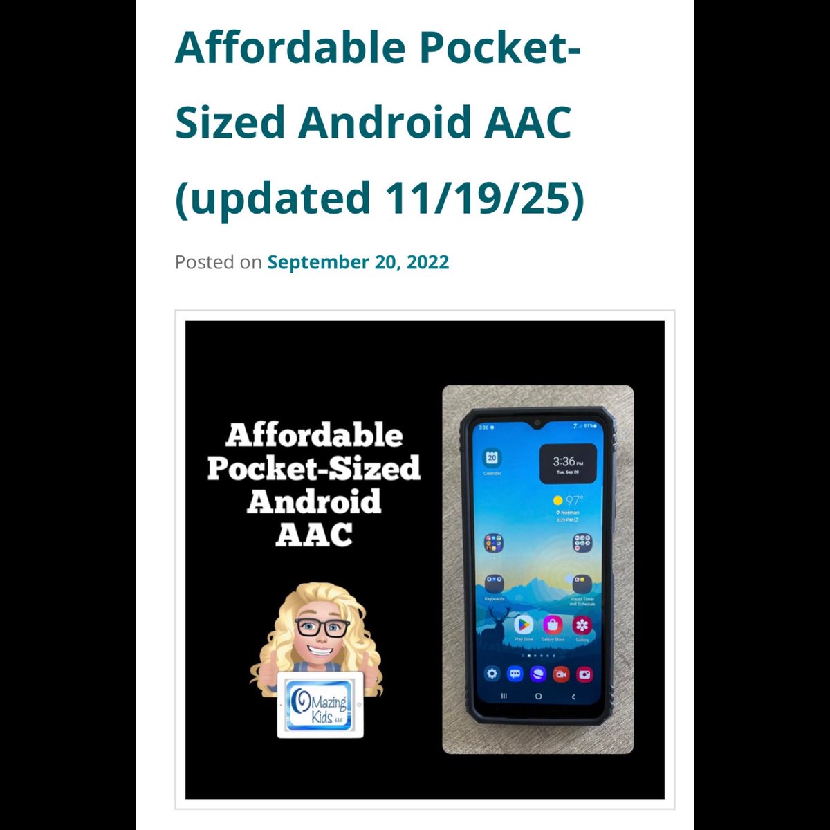 Updated this post on my OMazing Kids AAC Consulting blog: Affordable Pocket-Sized Android AAC (updated 11/19/25), bit.ly/AffordablePock…. 

For under $70 (+tax) you can still get robust pocket-sized AAC with a free app &amp; use a high quality Acapela voice. 

#AAC