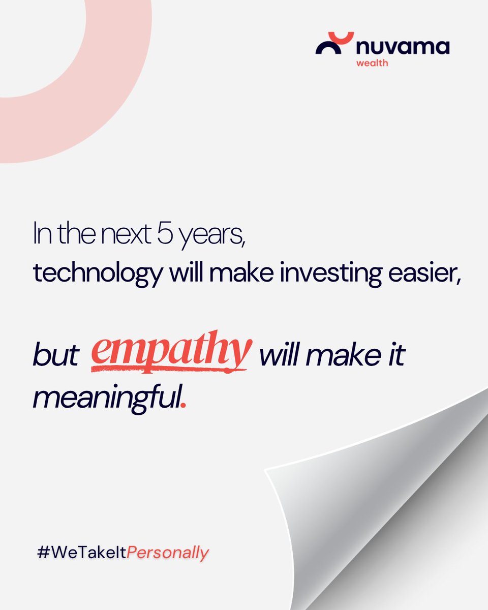 Nuvama_Wealth's tweet image. Tech can simplify investments, but understanding clients makes them feel valued.

At Nuvama Wealth, we combine cutting-edge solutions with genuine care because your goals deserve more than automation.
.
.
#NuvamaWealth #WeTakeItPersonally #ClientFirst #WealthManagement