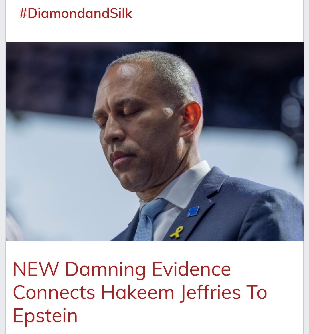 DiamondandSilk's tweet image. NEW: Damning Evidence Connects Hakeem Jeffries To Epstein.