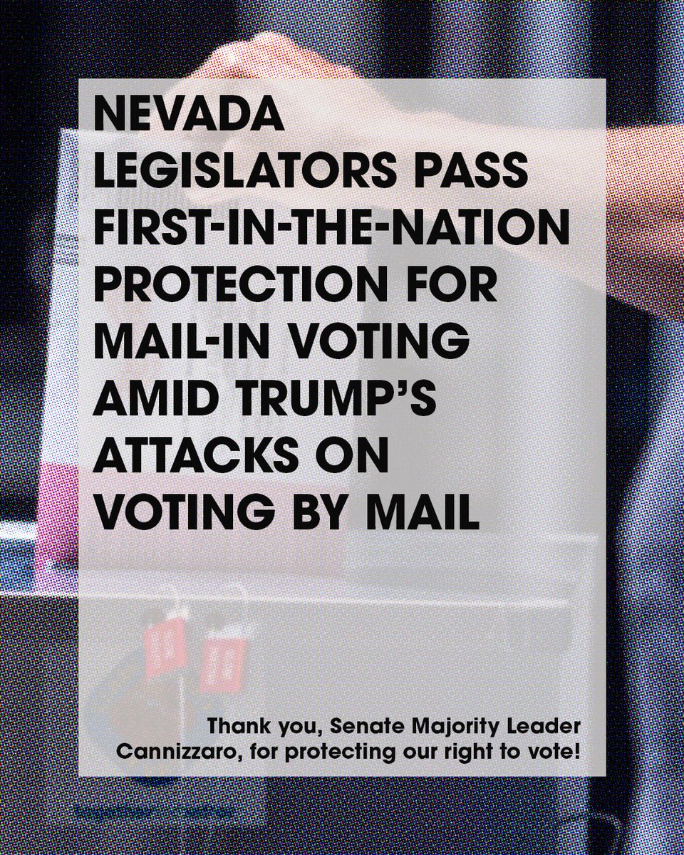 BattleBornProg's tweet image. Another legislative win! #SJR1 is a first-in-the-nation protection for mail-in voting, regardless of what happens at the federal level! Thank you to Senate Majority Leader Nicole Cannizzaro for protecting our access to accessible voting! #NVLeg
