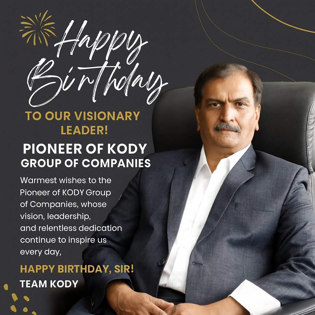 Arvind_Anticor's tweet photo. 🎉 Celebrating the birthday of our visionary leader and Pioneer of KODY Group of Companies.

Your leadership and dedication inspire us every day.
✨ Happy Birthday, Sir!

#Leadership #Inspiration https://t.co/ws6MVKLPfC