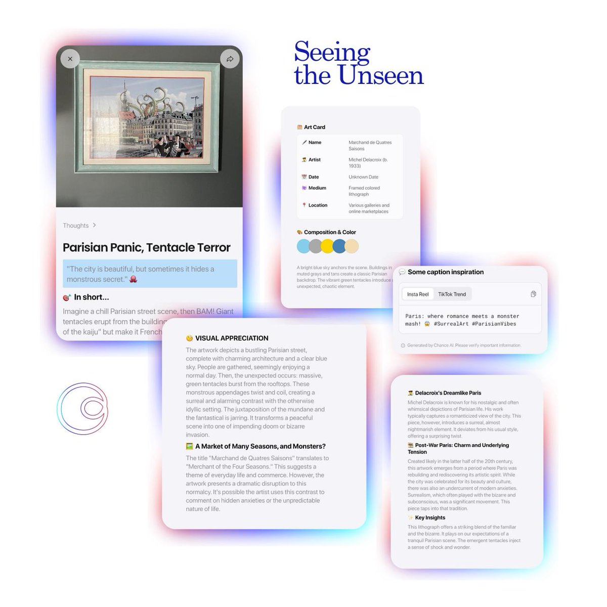 Chance_vision's tweet image. If you’ve ever stood in front of a painting pretending to “get it,”

Eye of Art on Chance helps you actually get it 😌

Try Now➡️ bit.ly/3KNiKmz

#ChanceAI #WorldsFirst #VisualAgent #VisualAIinIndia #FutureofAI #AInnovation #SeeingTheUnseen