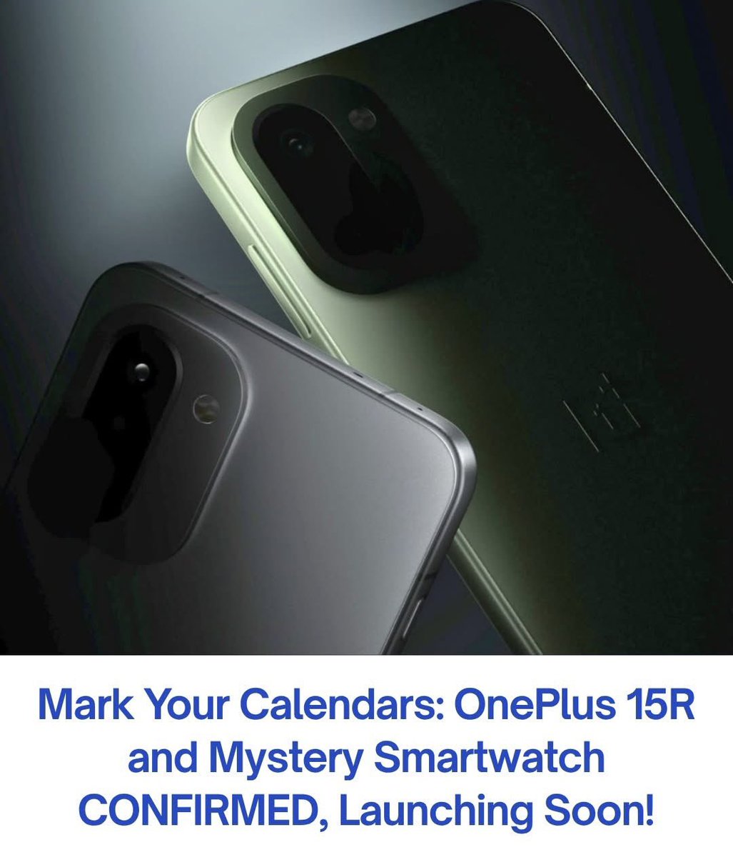 saurabhpal44's tweet image. OnePlus Drops New Teasers: 15R &amp;amp; Brand-New Smartwatch Coming Soon! 

OnePlus has quietly teased two major launches — the OnePlus 15R and a completely new OnePlus smartwatch. No dates yet, but the announcement is clearly close.

Here’s the quick breakdown 👇

1️⃣ OnePlus 15R…