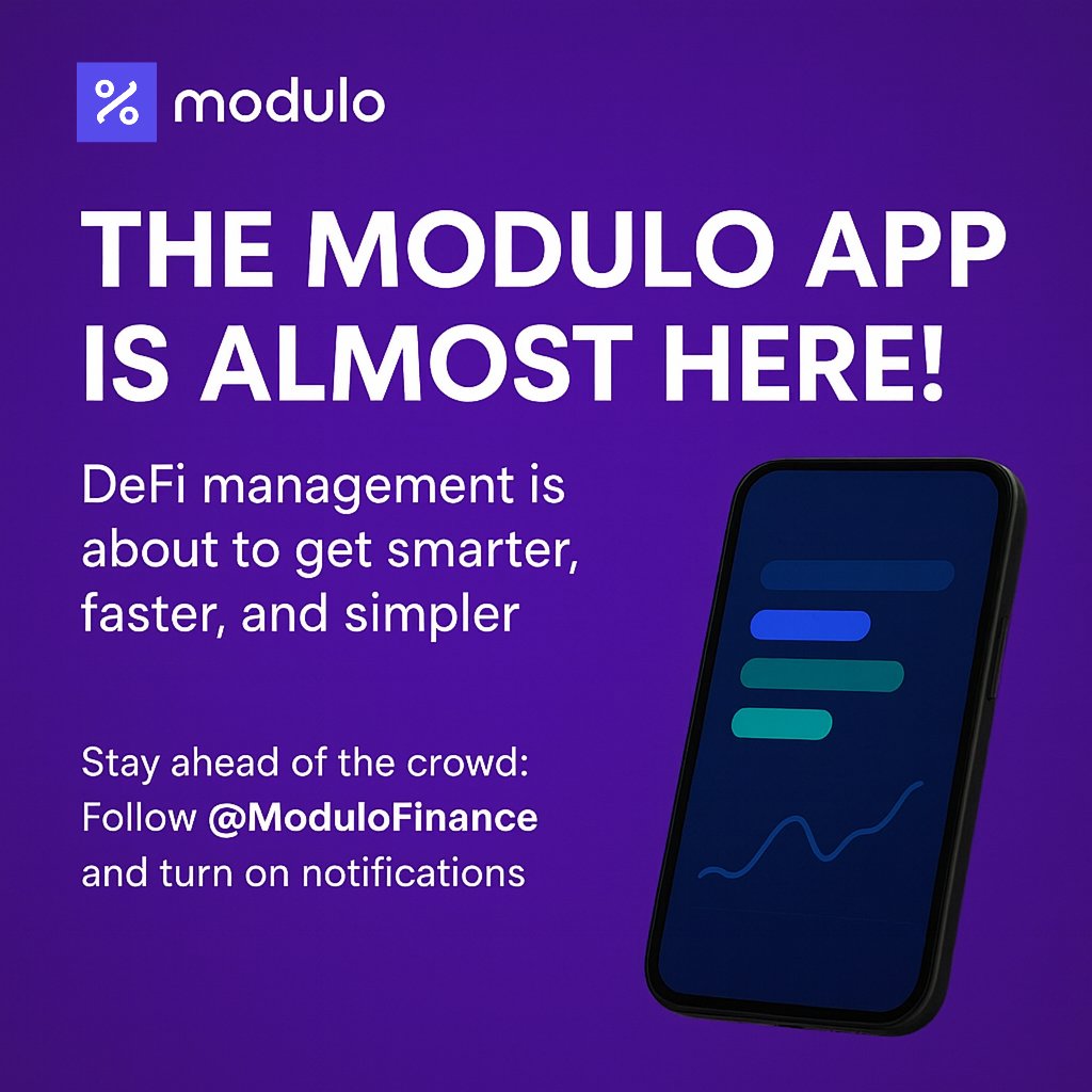 LowDeFi's tweet image. 🚀 The Modulo App is Almost Here!

DeFi management is about to get smarter, faster, and simpler. Track your positions, optimize strategies, and automate actions all from one sleek interface.

🛠️ Coming soon: The Modulo Extension with real-time alerts, seamless wallet integration,…