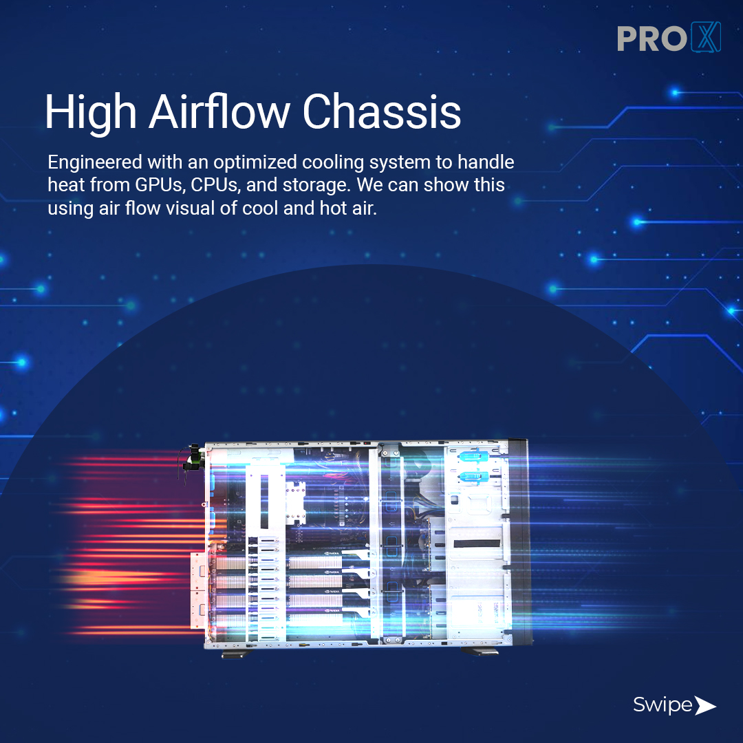 prox_pc's tweet image. Every detail of the Pro Maestro GQ has purpose.

A true 2-in-1 server you can use as a workstation or rack-mount on demand.

Redundant power for uptime.

High-airflow cooling for heavy AI &amp;amp; rendering.

👉 proxpc.com/servers/pro-ma…

#ProXPC #4GPUServer #AIserver #MadeInIndia