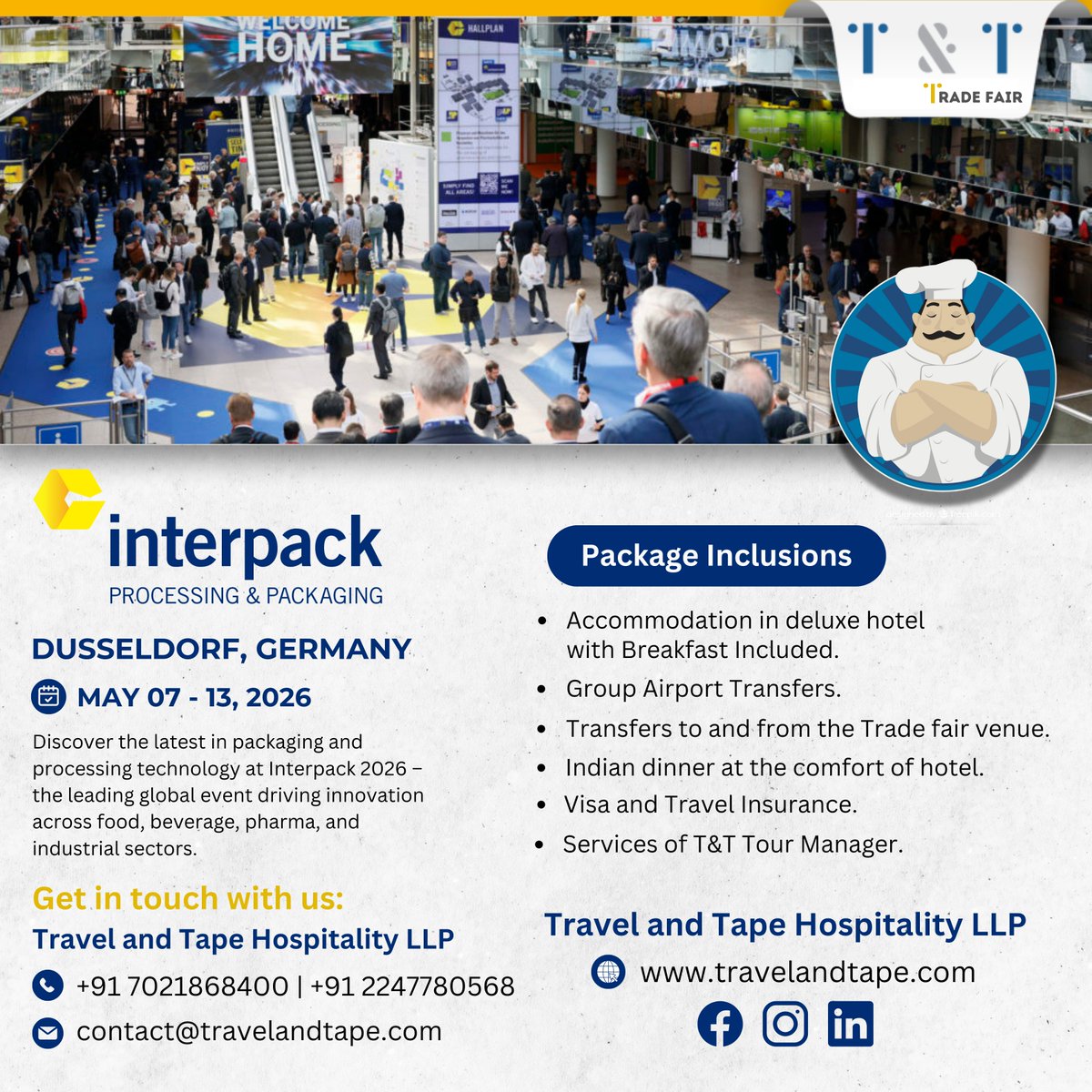travelandtape's tweet image. Interpack 2026 - Where the packaging world meets
.
.
Contact Now for booking :
📲 +91 7021868400 | +91 2247780568
🌐 travelandtape.com
📩 contact@travelandtape.com
.
.
#interpack2026 #packaging #processing #packagingtechnology #packagingindustry #pharmapackaging