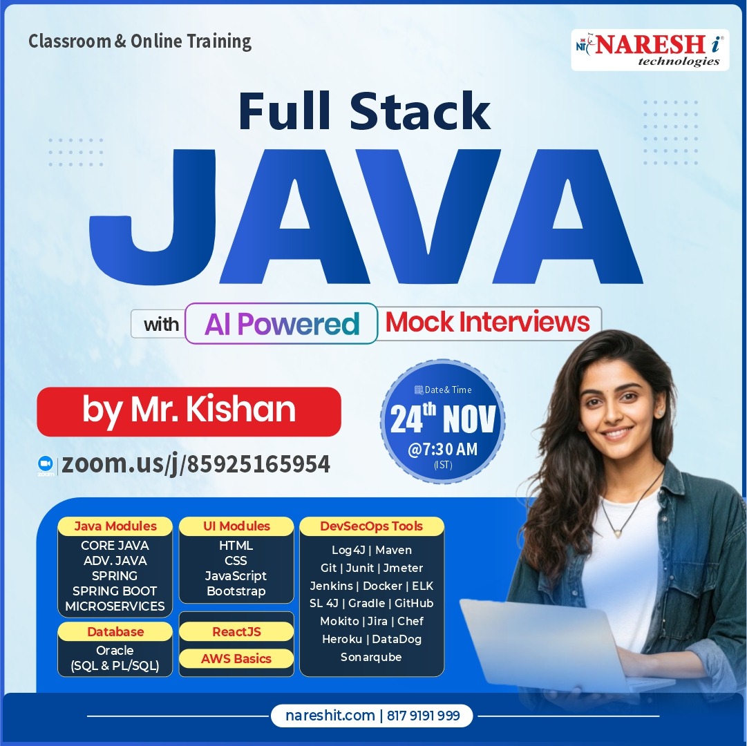 nareshitech's tweet image. 🚀 New Batch Alert - Full Stack Java Training!

👉 Register Now: t.ly/FSJAVA-20N

👨‍🏫 Trainer: Mr. Kishan
📅 Start Date: 24th Nov 2025
⏰ Time: 7:30 AM (IST)

#FullStackJava #JavaTraining #JavaDeveloper #NareshIT #SoftwareDeveloper #SpringBoot #Microservices #JavaCourse