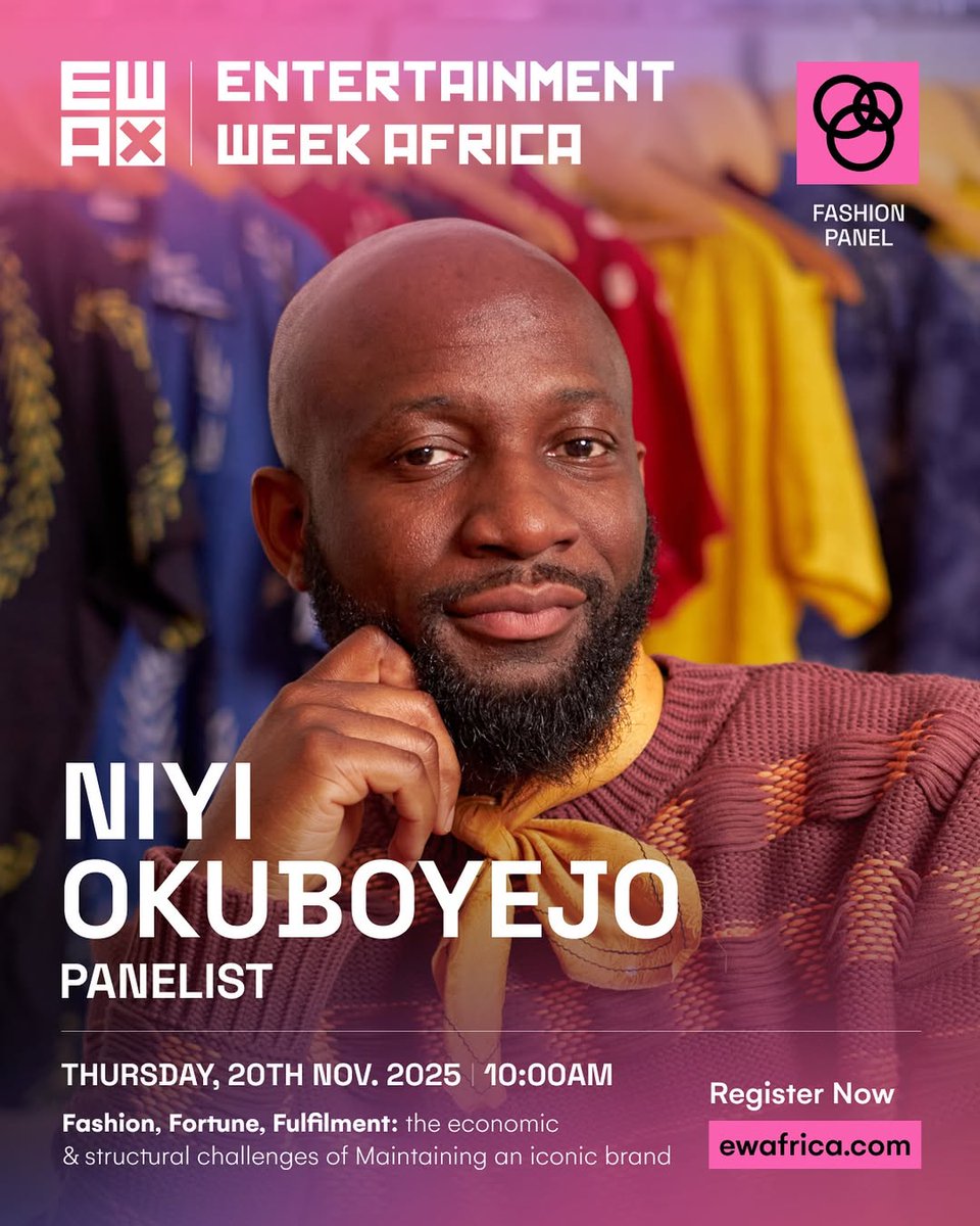 Join us at an incredible panel session at <a href="/ewafrica_/">Entertainment Week Africa</a> . We'll be discussing "Fashion, Fortune &amp; Fulfilment: The Economic &amp; Structural Challenges of Maintaining an Iconic Brand" with industry experts across fashion.

Location: <a href="/EkoHotels/">Eko Hotels & Suites</a>

#EntertainmentWeekAfrica  #Lagos #EWA2025
