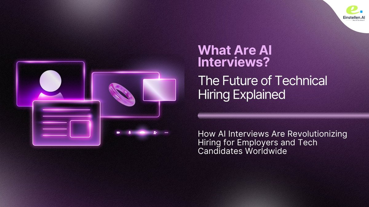 EinstellenAI's tweet image. AI Interviews are reshaping the future of technical hiring — making evaluations faster, smarter, and bias-free.

🔗 𝐑𝐞𝐚𝐝 𝐭𝐡𝐞 𝐟𝐮𝐥𝐥 𝐛𝐥𝐨𝐠: einstellen.ai/what-are-ai-in…  

#EinstellenAI #AIInterviews #TechHiring #FutureOfWork #AIRecruitment #HiringInnovation #TechTalent