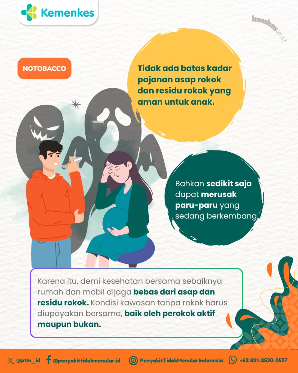 Sobat Sehat, tidak ada batas aman paparan asap rokok untuk anak dan ibu hamil. Yuk ciptakan rumah bebas asap rokok!

#CERDIK #CegahPTM #P2P #DukungGERMAS #KerenTanpaRokok #GaulTanpaNgebul #AmbilSikap #RokokElektronik #Vape #NoTobacco