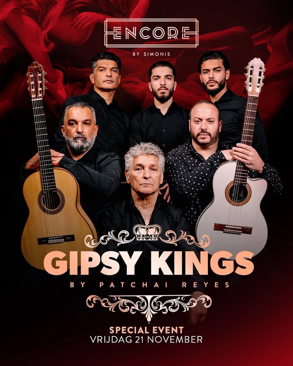 Vanavond, en morgenavond,is het zover: Gipsy Kings by Patchai Reyes! Ramon Beense zal hier ook, in opdracht van Leo Lauffer Entertainment, optreden in hun voorprogramma! 

Een optreden in Encore dat je niet wilt missen, uniek, exclusief en vol mediterraanse magie.
#encore #uniek