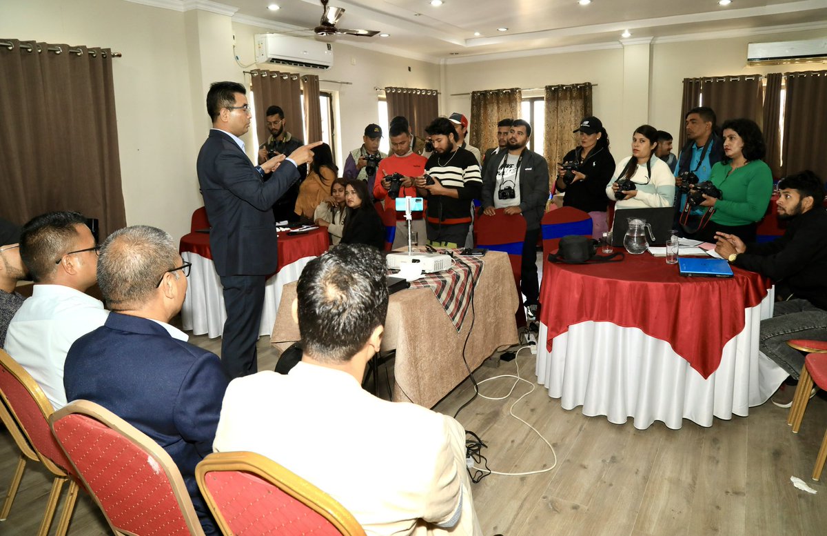Pradeep_onta's tweet photo. The second edition of the Tourism Photojournalism Training has started in Dhangadhi, Sudurpaschim Province. Organized by the Sustainable Tourism Project of NTB and UNDP, the three-day training is being run in collaboration with NFPJ Nepal and FNJ Kailali. https://t.co/0ItviIrB10