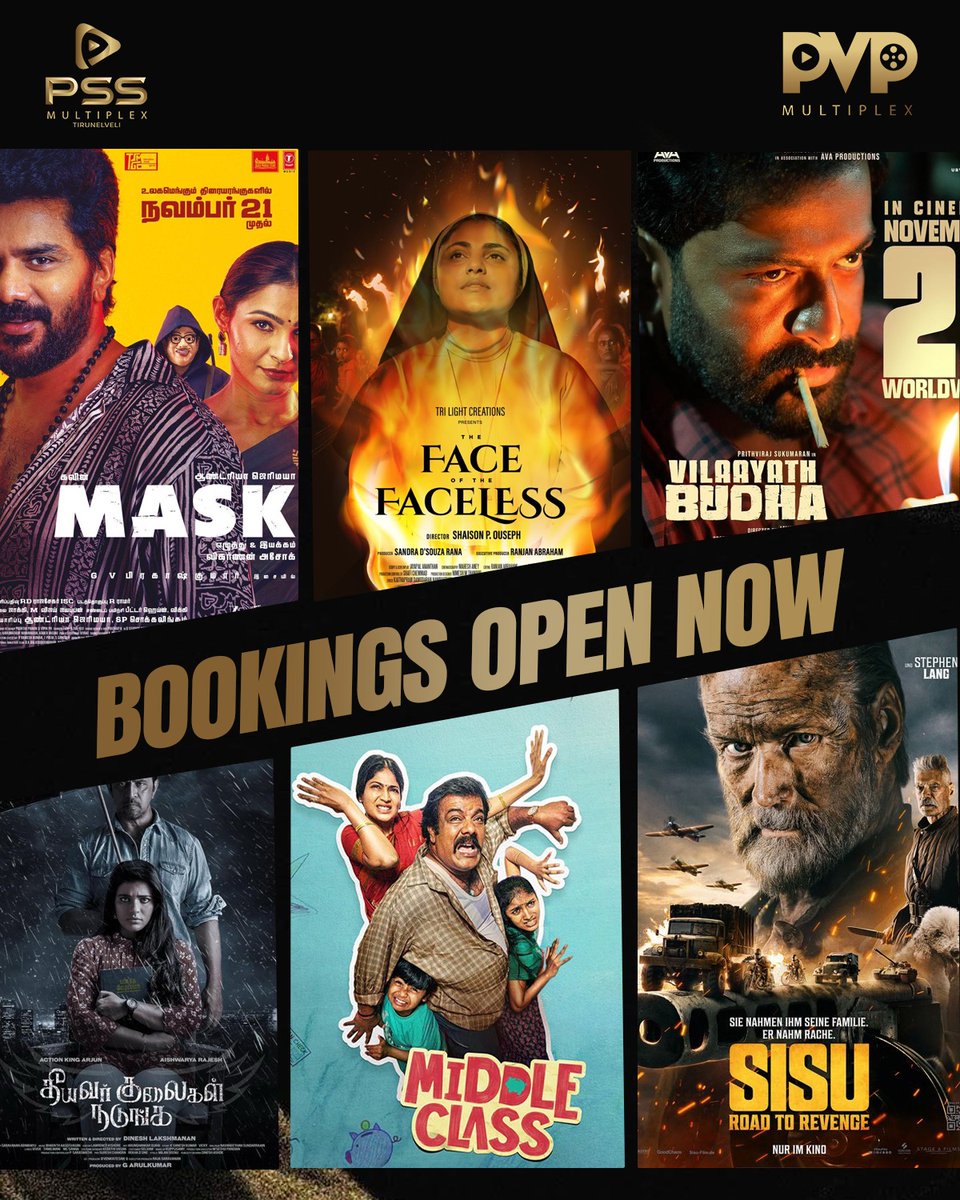 pvpmultiplex's tweet image. 6 Movies. 6 Dimensions of cinema. Bookings open now at PSS &amp;amp; PVP multiplex.
#newmovies #bookingsopensoon #PSSMultiplex #PVPMultiplex