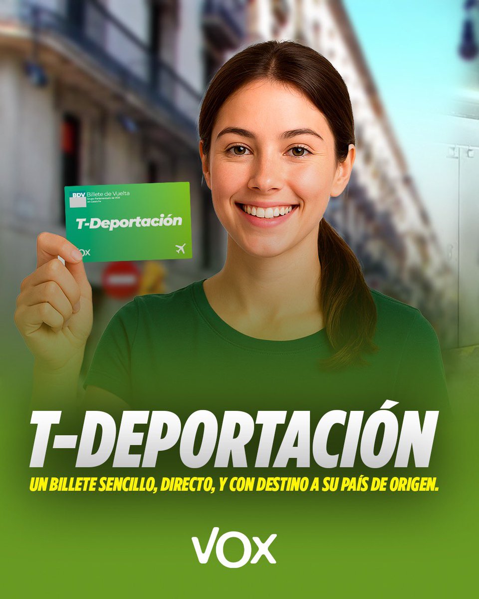 VOX_Cataluna's tweet image. 🤔¿Qué es la T-DEPORTACIÓN? Te lo explicamos:

📲 accion.voxespana.es/deportacionweb