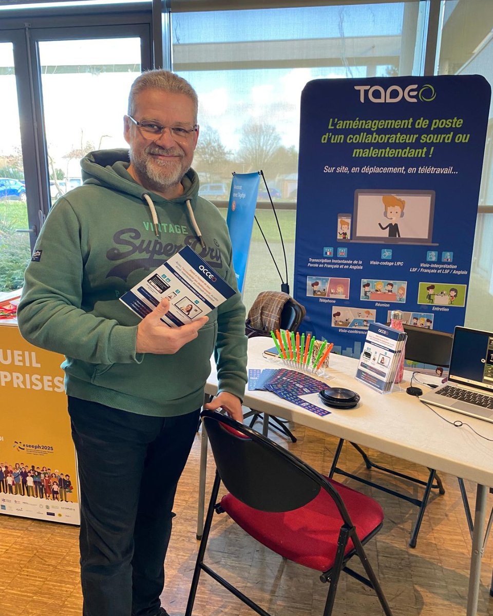 HandiConseils's tweet photo. Présents au Forum Emploi Handicap (SEEPH 2025) avec DELTA 86.
Découverte de TADEO, une solution d’accessibilité puissante.
De belles rencontres 🤝
#SEEPH2025 #Inclusion https://t.co/xbZocyIMGq