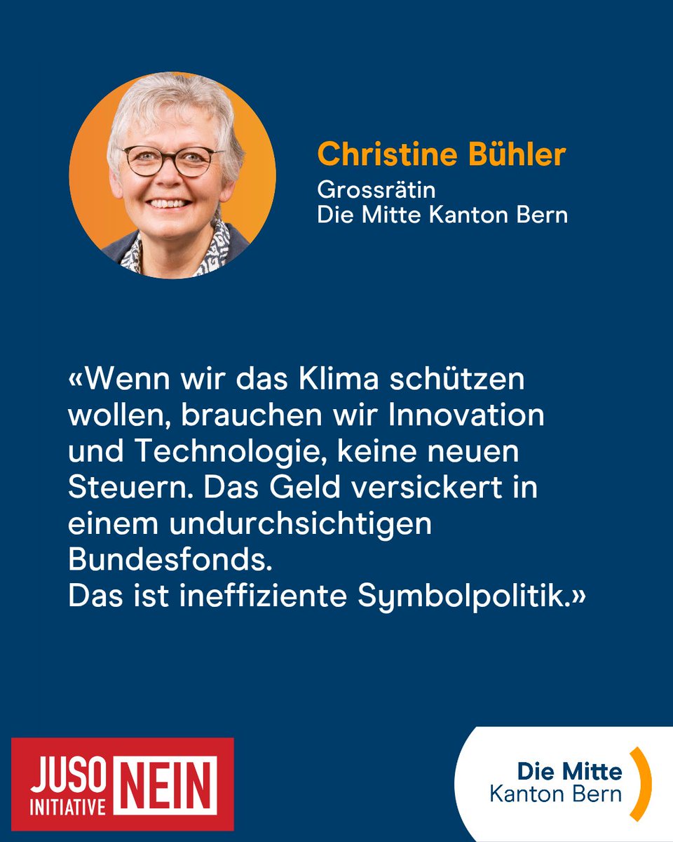 Unsere Grossrätin Christine Bühler lehnt die "Initiative für eine Zukunft" der Juso klar ab.

#DieMitteBE #Abst25 #JUSOnein #Erbschaftssteuer #KMUkiller