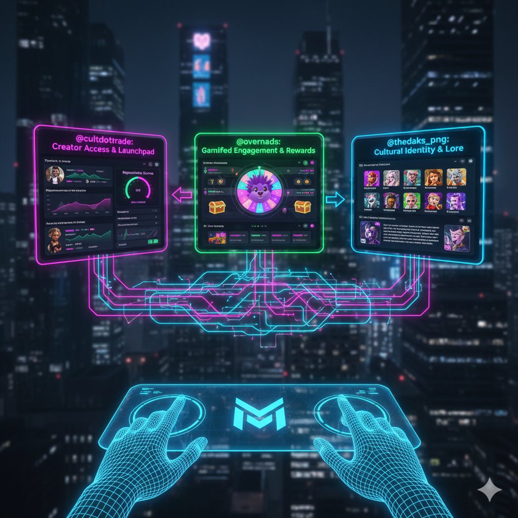 GM Farmers!
<a href="/cultdottrade/">CULT</a> is the launchpad + trading hub turning on-chain reputation into real token access — putting power in the hands of creators. It’s fueled by the deep lore + identity from <a href="/thedaks_png/">The Daks (mainnet arc)</a> and supercharged by <a href="/overnads/">Overnads (mainnet arc)</a>’ gamified engine (mini-apps, rewards).
