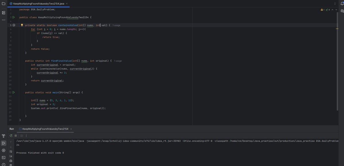 Gitkbc's tweet image. #DailyChallenge #LeetCode 2154:

I initially went O(N^2) Brute Force (repeated linear search). It worked, but it was slow!

The optimal fix: Use a HashSet and get O(n).

Brute force to optimal in one refactor! What&apos;s your go-to optimization for linear search bottlenecks? 👇
#DSA
