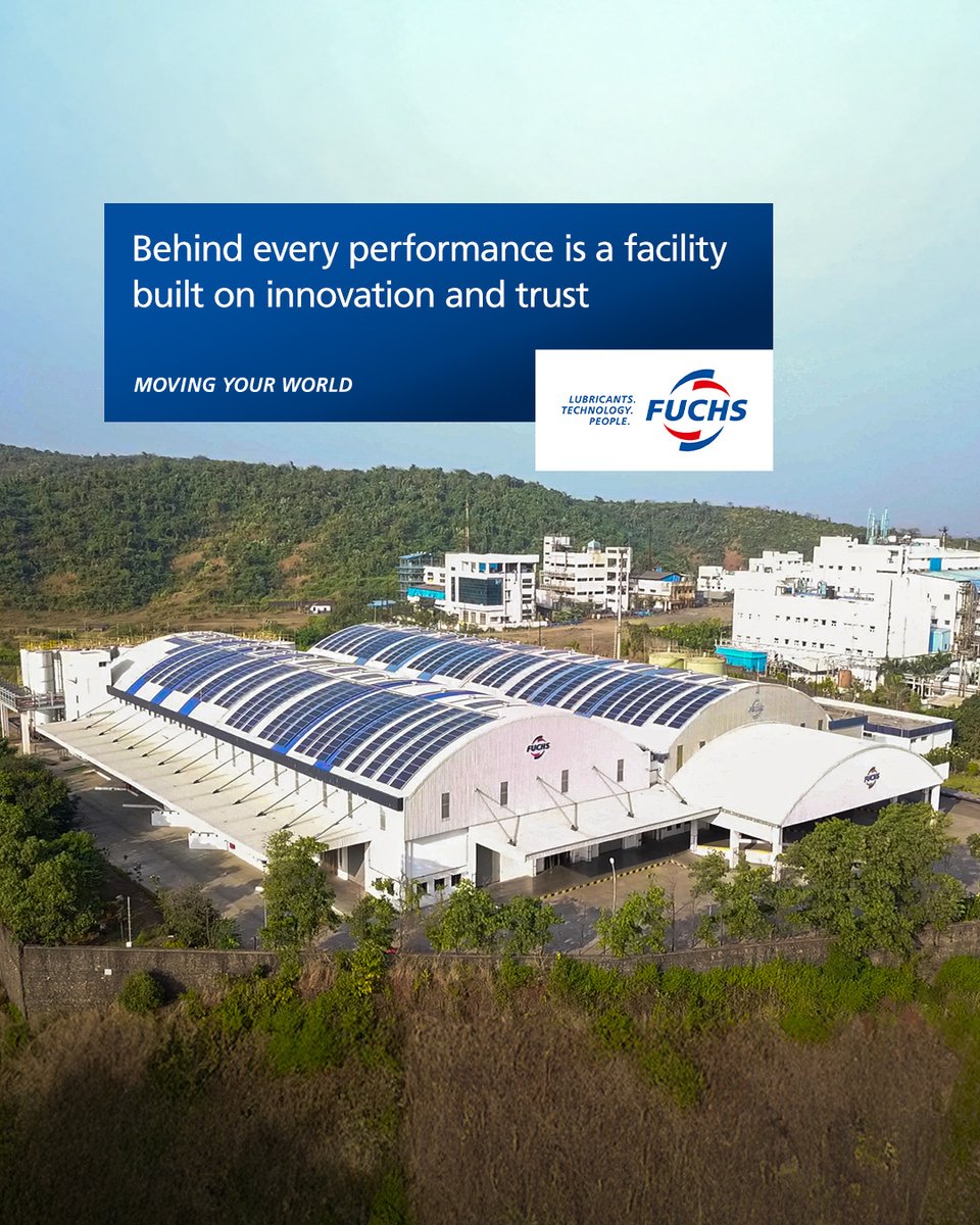 FuchsIndia's tweet image. Equipped with cutting edge technology and driven by global standards of excellence, our state-of-the-art Ambernath facility is where innovation meets purpose, creating high performance lubricants engineered to suit India’s dynamic industrial demands. 

#fuchs #movingyourworld