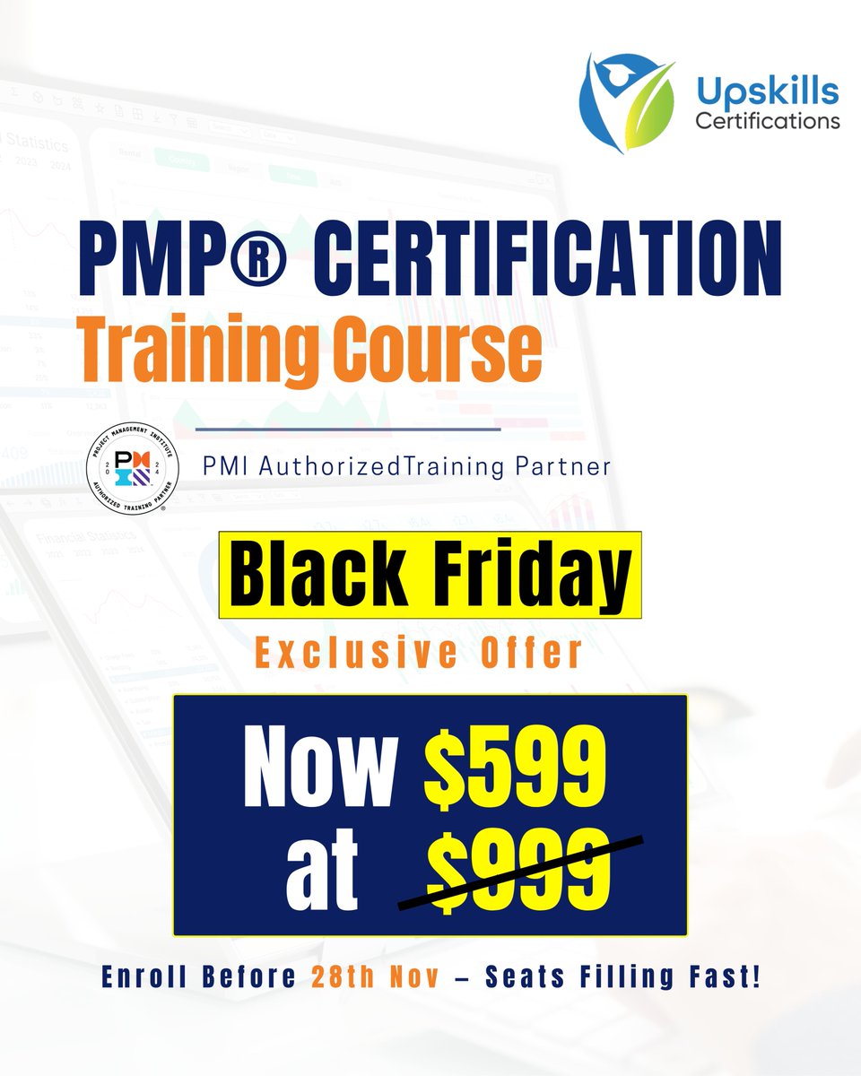 upskillscert's tweet image. PMP® Certification at Just $599 — Limited-Time Black Friday Offer!

👉Enroll Now at upskillscert.com

#PMP #PMPCertification #ProjectManagement #ProjectManager
#PMI #PMIATP #BlackFridayDeals #CareerGrowth #UpskillNow
#ProfessionalCertification #OnlineLearning #PMTraining