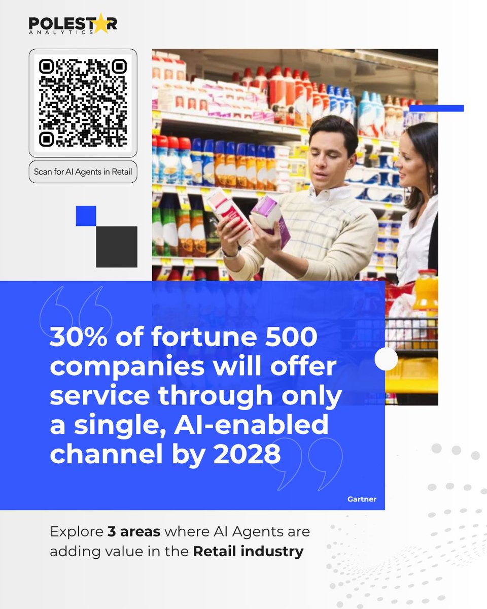 Your next customer might not be human — and that’s redefining retail.

In our latest article, we break down where AI agents are creating real value and how leading retailers are using them to stay ahead .

Click the link or scan to read the blog - polestarllp.com/blog/ai-agents…