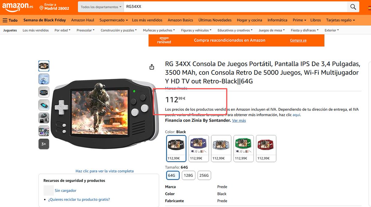 AlexBlogoodf's tweet image. Amazon: 112,99 €
AliExpress: 69,11 €
La misma ANBERNIC RG34XX.
Si quieres pagar más, es tu decisión.
#AliExpressVsAmazon #AliExpress #MarcasMás