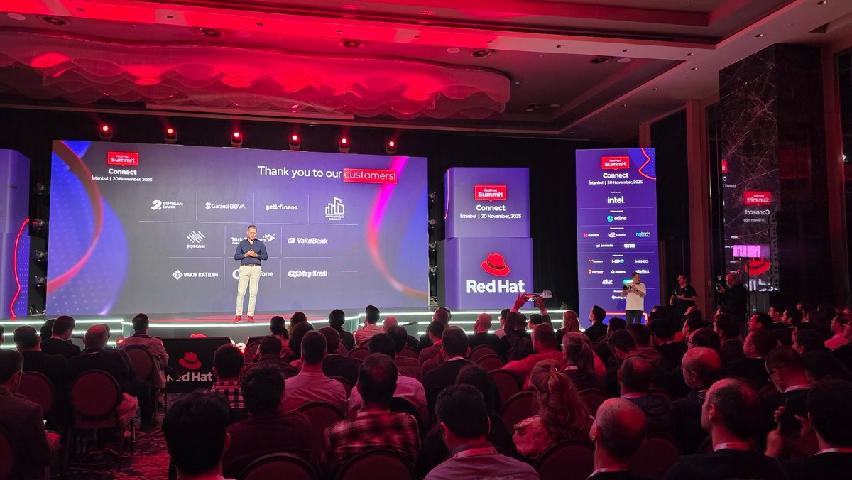 TechnopatNet's tweet image. Red Hat Summit: Connect İstanbul başladı. Linux ekosisteminin en büyük etkinliğinde yapay zeka, dijital egemenlik, sanallaştırma ve açık kaynak konuşulacak. Ayrıntılar ve özel röportajlar Technopat'ta olacak. @RedHat_Turkiye
@RedHat
@haluk_tekin #RedHat #RHSummit: Connect