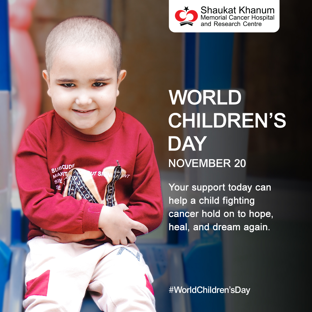SKMCH's tweet image. Every child deserves the chance to grow, dream, and live a healthy life.

This #WorldChildrensDay, assume complete or partial responsibility for donating treatment expenses of a deserving cancer patient at SKMCH&amp;amp;RC.

Donate now 👉 shaukatkhanum.org.pk/donors/sponsor…  

#SKMCH  #SACP
