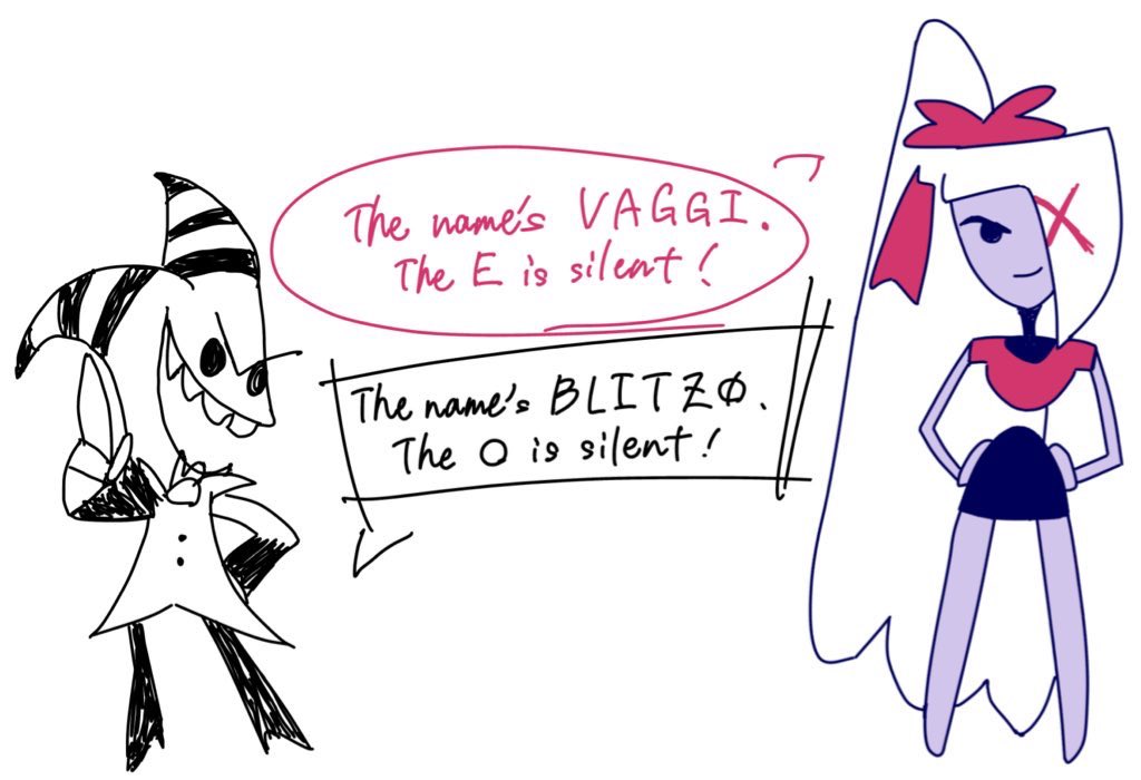 riru_himazinn's tweet photo. Vaggie got a new name, just like Blitzø  did!(little bit reproduction)

 #HazbinHotel  #HelluvaBoss  #Vaggie  #Vaggi #Blitzø  #ハズビンホテル  #ヘルヴァボス https://t.co/cSMMGqQg4W