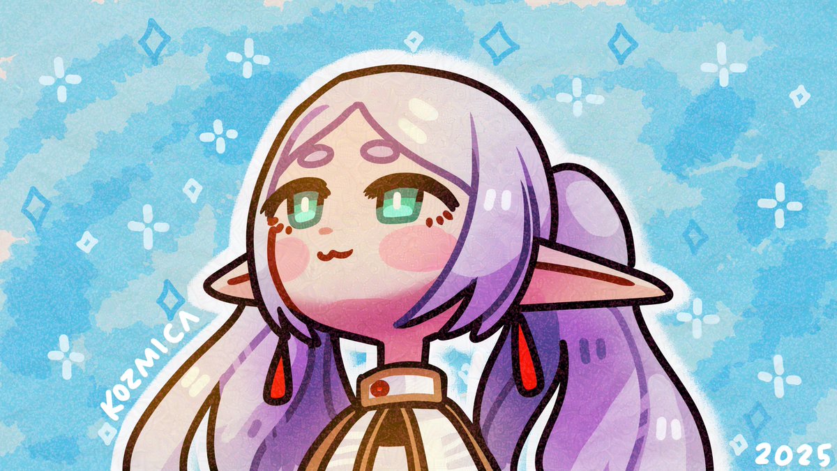 Ok again but a bit prettier this time ✨ drawing Frieren from a low angle IS harder than just leveled straight. Had fun seeing everyone's drawings, memes and serious attempts.  

Never give up drawing! Proud of anyone who dares to pick up a pencil and tries to improve 🔥