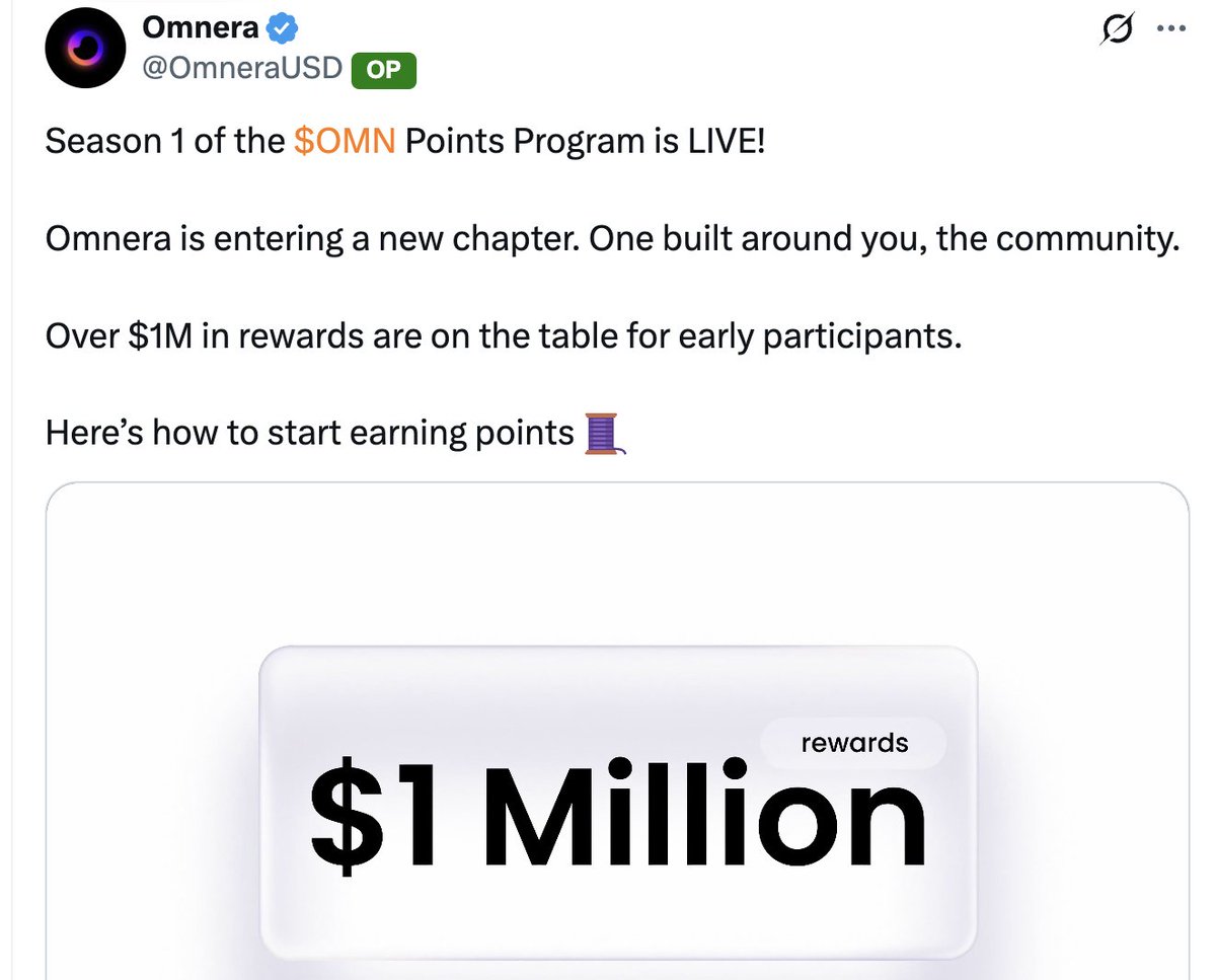 Heywhy_OF_Web3's tweet image. Just jumped into @omneraUSD&apos;s Points Program—Season 1 ends Nov 25! Tokenize RWAs, earn yields on Berachain, and stack points for the airdrop. 

No social grind, just DeFi magic. Join via my link &amp;amp; let&apos;s farm together: [points.omnera.fi/?ref=cmi714vyp…] 
#Omnera #Berachain