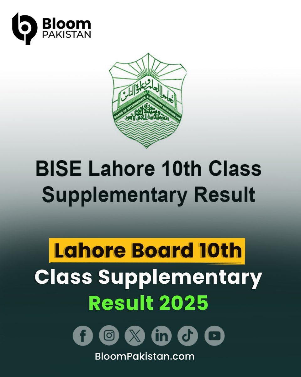 bloom_pakistan's tweet image. Lahore Board to Announce 10th Class Supplementary Result 2025 on November 20.

Read More bloompakistan.com/lahore-board-1…

#LahoreBoard #10thClassResult #SupplementaryResult2025