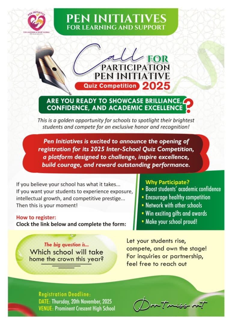 Penflr's tweet photo. CALL FOR PARTICIPATION PEN INITIATIVES QUIZ COMPETITION 2025 https://t.co/cioK8XxBvU