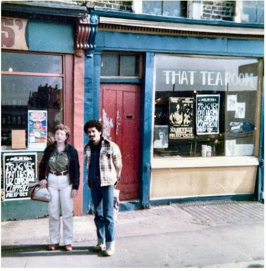 That Tea Room, Great Western Road, 1978. A vegetarian restaurant in a squatted shop, Joe Strummer’s 101ers did benefit gigs to keep it going.