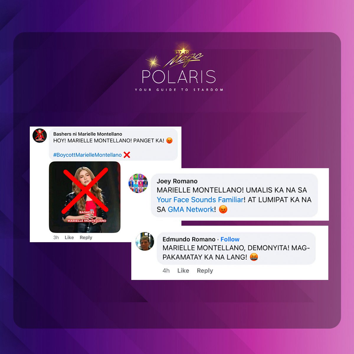 STATEMENT ON THE THREAT TO MARIELLE MONTELLANO

#StarMagic #PolarisStarMagic