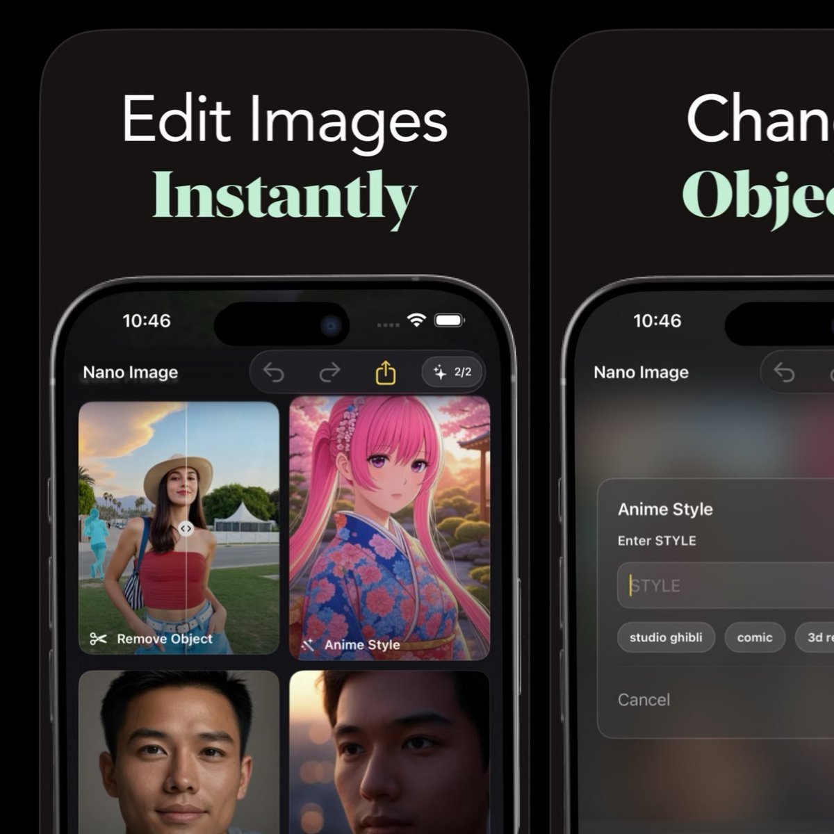 precision_apps's tweet photo. Day 6 of #100AppsIn100Days π
Dropped a brand-new AI photo editor: Nano Studio.
Itβs powered by an LLM behind the scenes β remove objects, fix lighting, blur backgrounds, or restyle photos into anime/Ghibli/comic with a single tap.
No sliders. No noise. Just type what you want and it happens.
Iβm speeding up now β Iβll be dropping 2 more apps today to catch up. Stay tuned.
#IndieDev #iOSDev #BuildInPublic