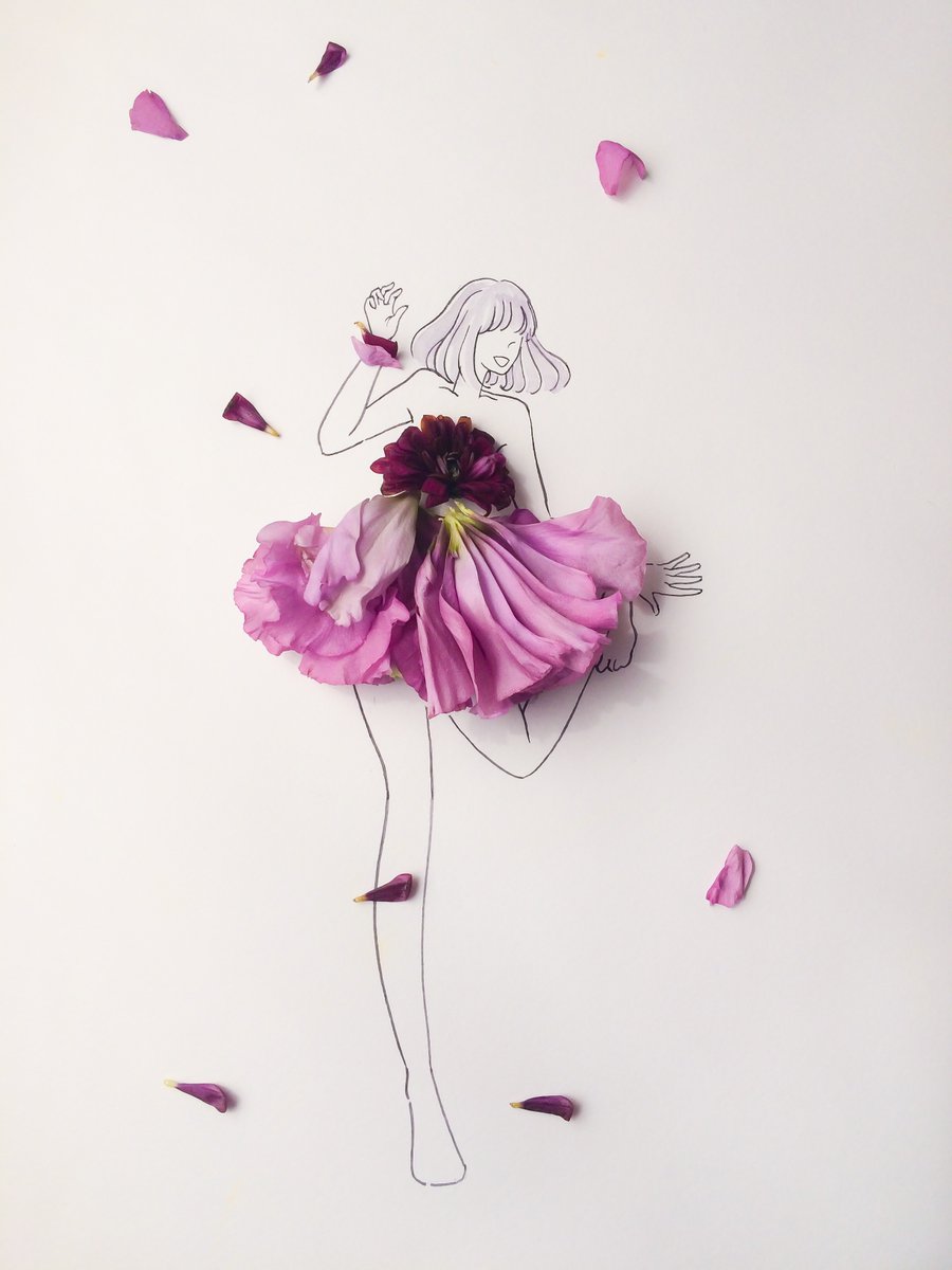 「オハヨー」|はな言葉🌷葉菜桜花子🌷新作ドレスできましたのイラスト