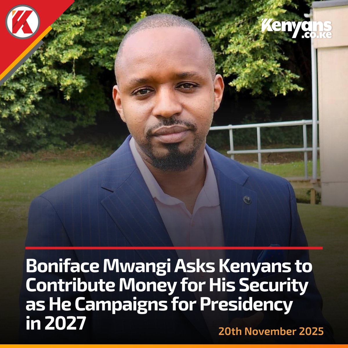Kenyans's tweet photo. Boniface Mwangi asks Kenyans to contribute money for his security as he campaigns for Presidency in 2027 https://t.co/neunxVk9Ym