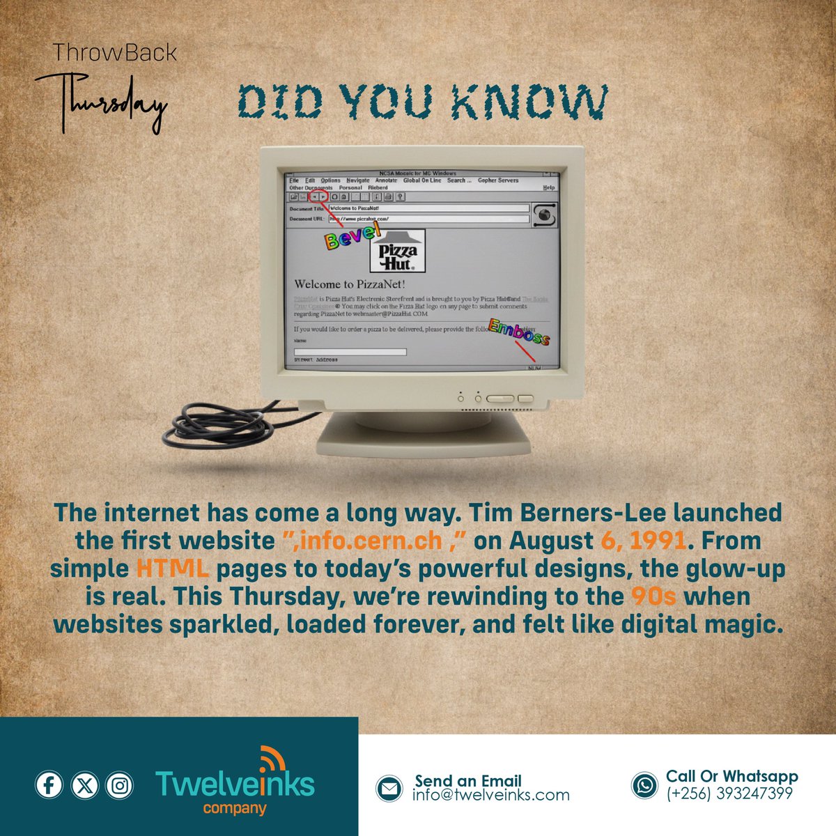 TwelveInks's tweet image. The first website went live in 1991-plain HTML,no images,no effects.

Throwback to when websites sparkled ,loaded forever ,and looked like digital magic!!🤯 #ThrowbackThursday #90sInternet #WebHistory  #Twelveinks