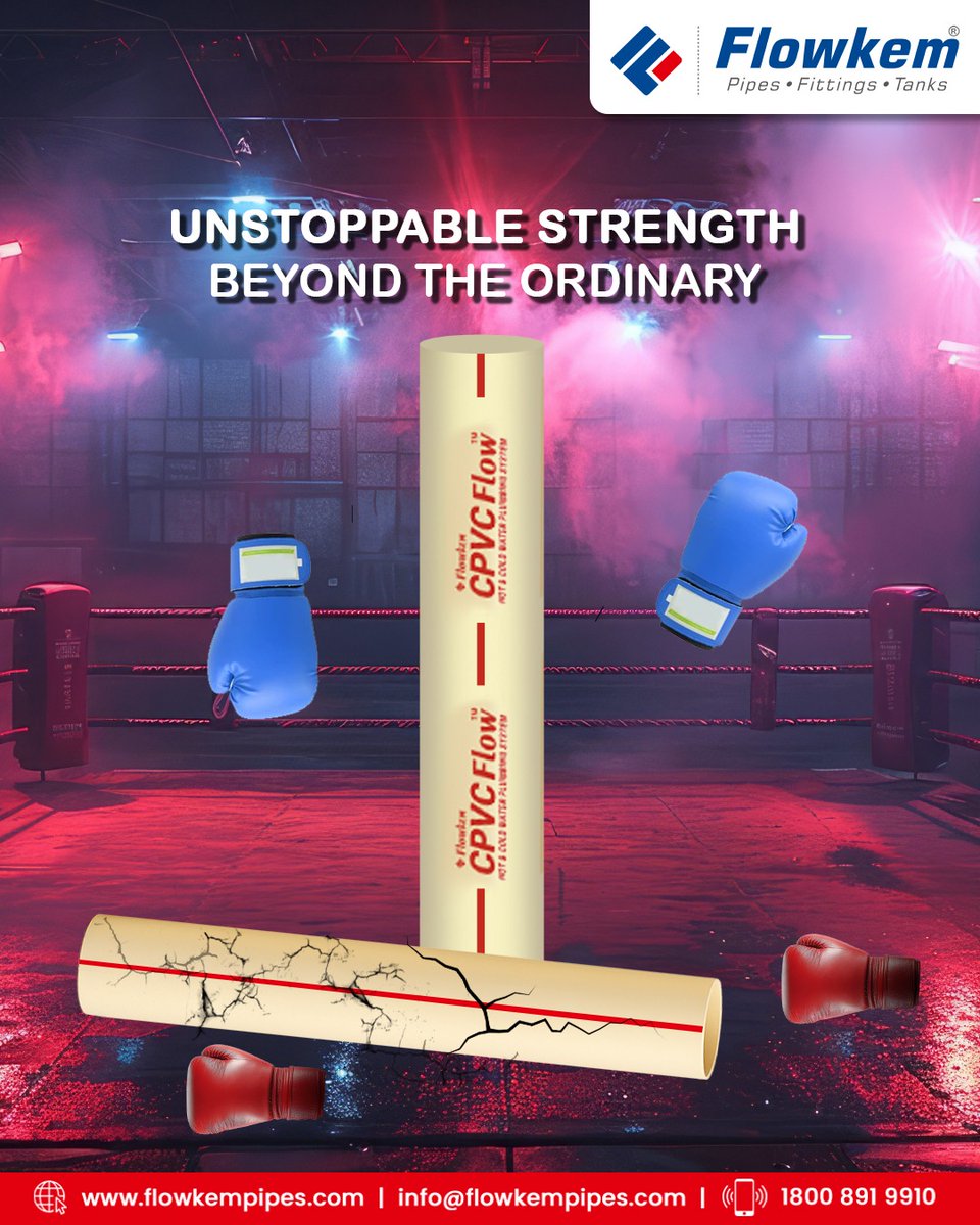 Flowkem1's tweet image. Unstoppable. Unbreakable. Unmatched.
Flowkem CPVC Pipes deliver strength beyond the ordinary—built to handle every challenge.
#FlowkemPipes #CPVCPipes #StrongPipes #UnbreakableStrength #HeavyDutyPipes #PlumbingSolutions #IndustrialPipes