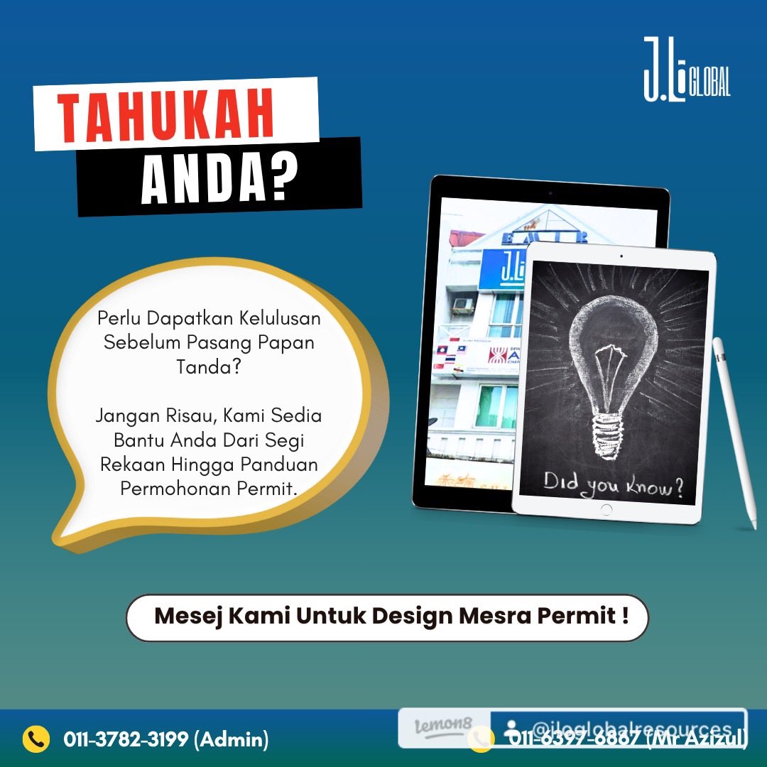 GlobalJlo42612's tweet photo. 💡 Tahukah Anda?
Pemasangan papan tanda memerlukan permit sah.
Jangan risau — kami bantu dari rekaan hingga panduan permohonan!
📩 Hubungi Kami:
📞 011-3782 3199 (Admin)
📞 011-6397 6867 (Mr Azizul)
#TahukahAnda #SignboardMalaysia #RekaMesraPermit #JLGlobal #SignageSolutions https://t.co/0AbwyeybgR