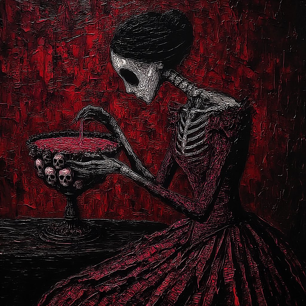 TheUnclean's tweet image. Roll roll roll your bones
In your dying skin
Wearily wearily really weirdly 
Death says hi in dreams
She doesn’t like it when you scream
So drink her alchemy

#horrorprompt #rowyoboat