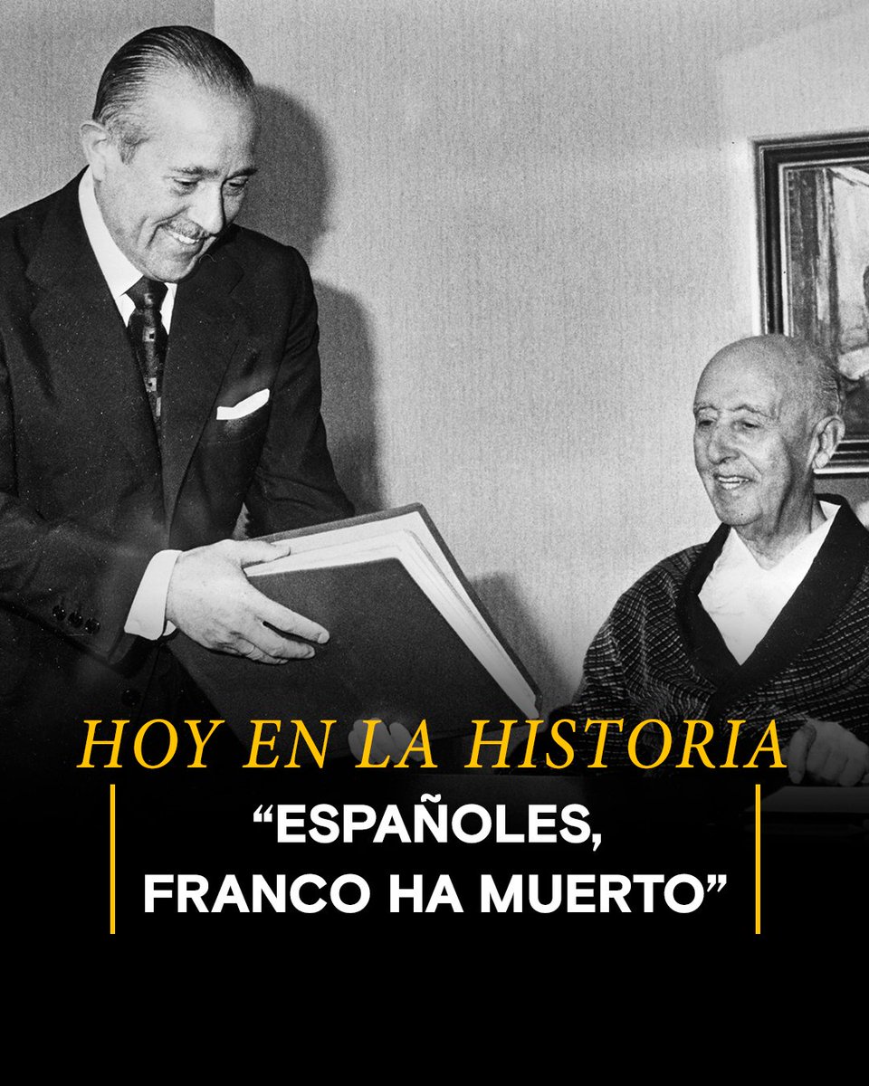 Tal día como hoy del año 1975 fallecía en Madrid Francisco Franco, el dictador que había gobernado España desde la conclusión de la Guerra Civil en 1939 👉🏽 ow.ly/bx6H50U4psa
