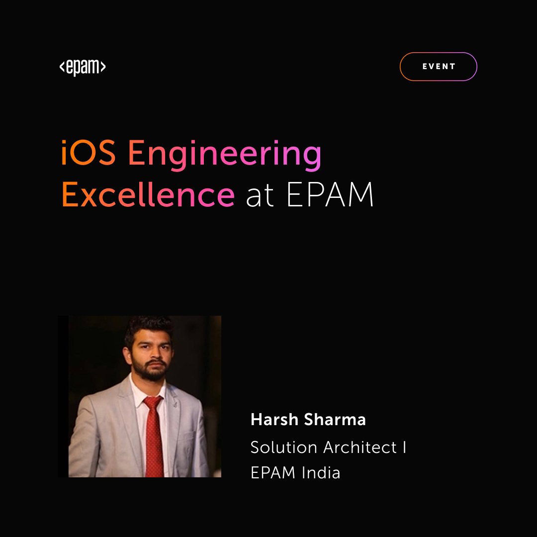 EPAM_India's tweet image. #EPAMIndia is organizing a hands-on #Swift Meetup at the EPAM Pune office, bringing together passionate #iOSdevelopers for a focused #learning session. 
 
Register here: ow.ly/q7ot50XuuLb
 
#EPAM #LifeatEPAM #Swift #iOSCommunity #TechMeetup #MobileDevelopment #SwiftIndia