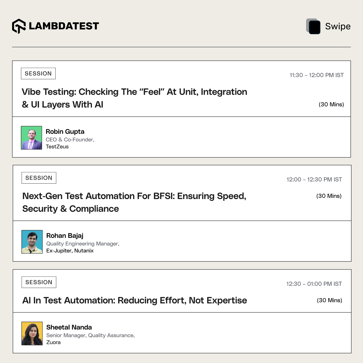 testmuai's tweet photo. The agenda for our #TestMuConf offline meetup - Bengaluru 🔗 https://t.co/j4oQTOw0fo just dropped… and it’s 🔥

Mark your sessions ⬇️⬇️

Exploring #GenAI testing, leveling up automation, or looking to connect with the community - this meetup has something for everyone.🤝

📅 22 November, 2025
📌 Thoughtworks Office, Koramangala

#OfflineMeetup #SoftwareTesting #Meetup #Community #QA