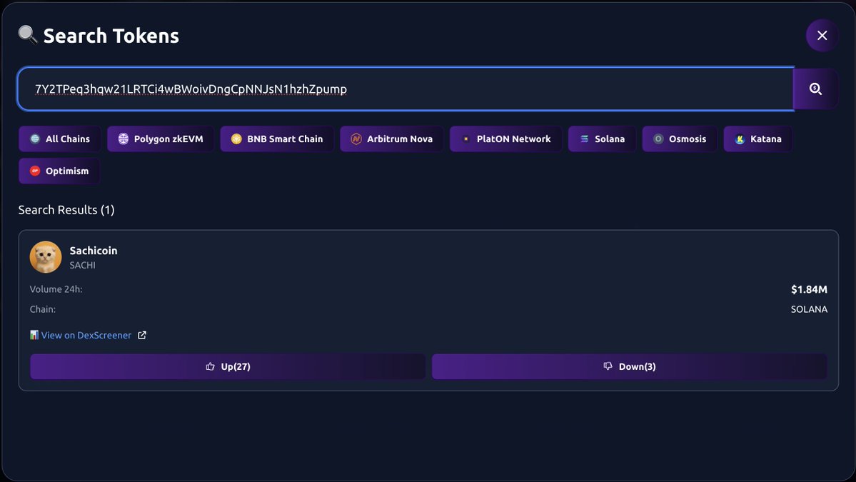 NEW LISTING

$SACHI (<a href="/sachi_coin/">Sachi Coin</a>) is now listed on Votix!

🔗 7Y2TPeq3hqw21LRTCi4wBWoivDngCpNNJsN1hzhZpump

Soft vibes, strong pumps - $SACHI is gliding up the trending board with quiet but lethal energy. 

👉 Vote Now at votix.fun