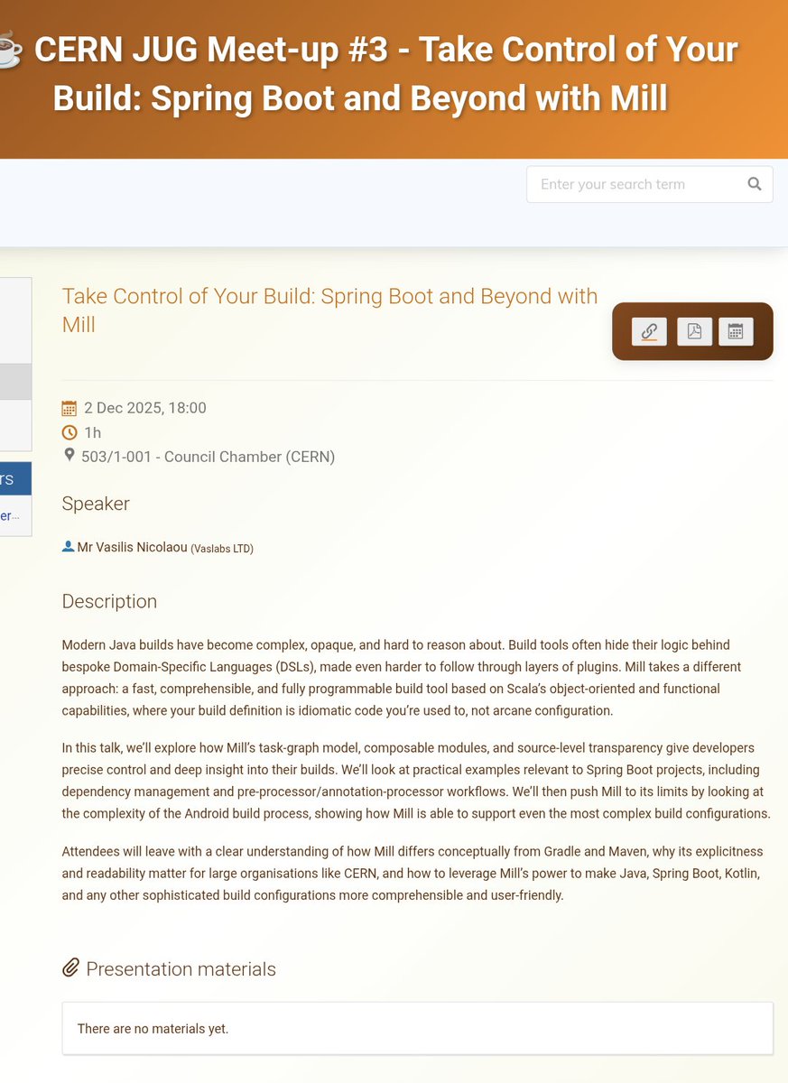 vaslabs's tweet image. Talking about Mill at CERN&apos;s #Java User Group meetup.
If you are in the area, join us!

#springboot #android #kotlin #scala #jvm