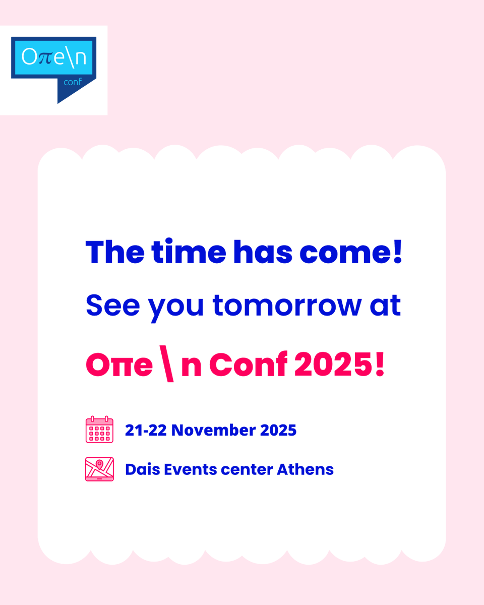 LenaLekkou's tweet image. Tomorrow is the day—Oπe\n Conf 2025 begins.

After months of preparation, I can&apos;t wait to see all of you in person. Let&apos;s make it a great event!
See you all tomorrow!

#OpenConf #OpenConf2025 #Community #Networking